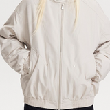 Chaqueta extragrande y cálida con estampado de cuadros vintage, cuello alto y paneles.