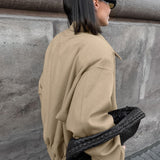 Chaqueta de gran tamaño con cuello grueso de mezcla de lana, ideal para ir al trabajo.