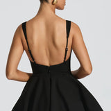 Vestido de noche mini con corsé y lazo extraíble