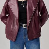 Chaqueta de cuero de gran tamaño con mangas largas