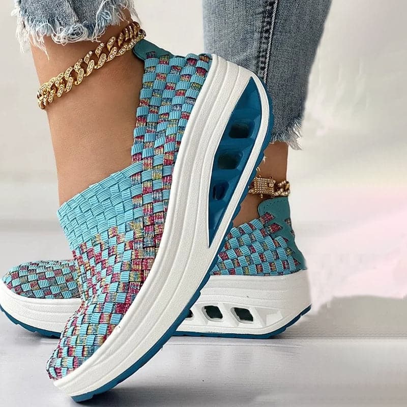 Zapatos de mujer - Slip-On Tejido Elástico - Suela Confortable con Cámara de Aire