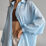 Blusa casual chic lisa de manga larga