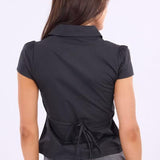 Blusa a cuadros de manga corta y botones