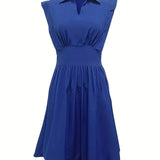 Vestido sin mangas para mujer - Cintura ajustada - Escote clásico - Falda acampanada