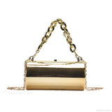 Bolso de hombro cilíndrico mini de moda para la noche.