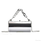 Bolso de hombro cilíndrico mini de moda para la noche.
