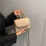 Bolso de hombro de fieltro con estampado de cocodrilo de moda