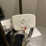 Bolso bandolera de moda con estampado de leopardo y letras