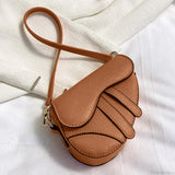 Mini bolso de moda con cierre de cremallera, correa para el hombro, color liso.
