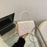Bolso bandolera cuadrado pequeño en piel sintética con cuadros de moda