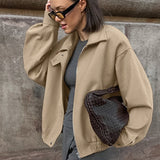 Chaqueta de gran tamaño con cuello grueso de mezcla de lana, ideal para ir al trabajo.