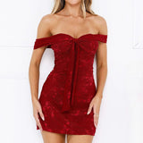 Vestido de noche de punto jacquard sin tirantes