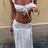 Conjunto de falda de playa y pareo de bikini con cintura recortada