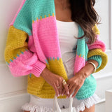 Chaleco holgado de punto con bloques de color y estilo informal