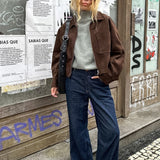 Chaqueta vintage extragrande de ante marrón
