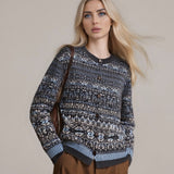 Chaleco de punto con bloques de color en jacquard Fair Isle y cuello redondo