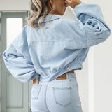 Chaqueta corta de pana con botones