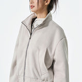 Chaqueta larga estilo motero en piel sintética