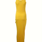 Vestido sin mangas para mujer - Cuello redondo - Abertura lateral - Elegante corte ajustado