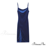 Encantador vestido midi de terciopelo Festive Cheer con abertura
