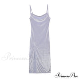 Encantador vestido midi de terciopelo Festive Cheer con abertura