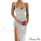 Encantador vestido midi de terciopelo Festive Cheer con abertura