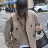 Chaqueta larga de lana de invierno con cuello alto