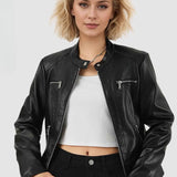 Chaqueta de motociclista de PU ajustada