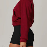 Chaqueta deportiva de yoga de polar con cuello alto y cremallera.
