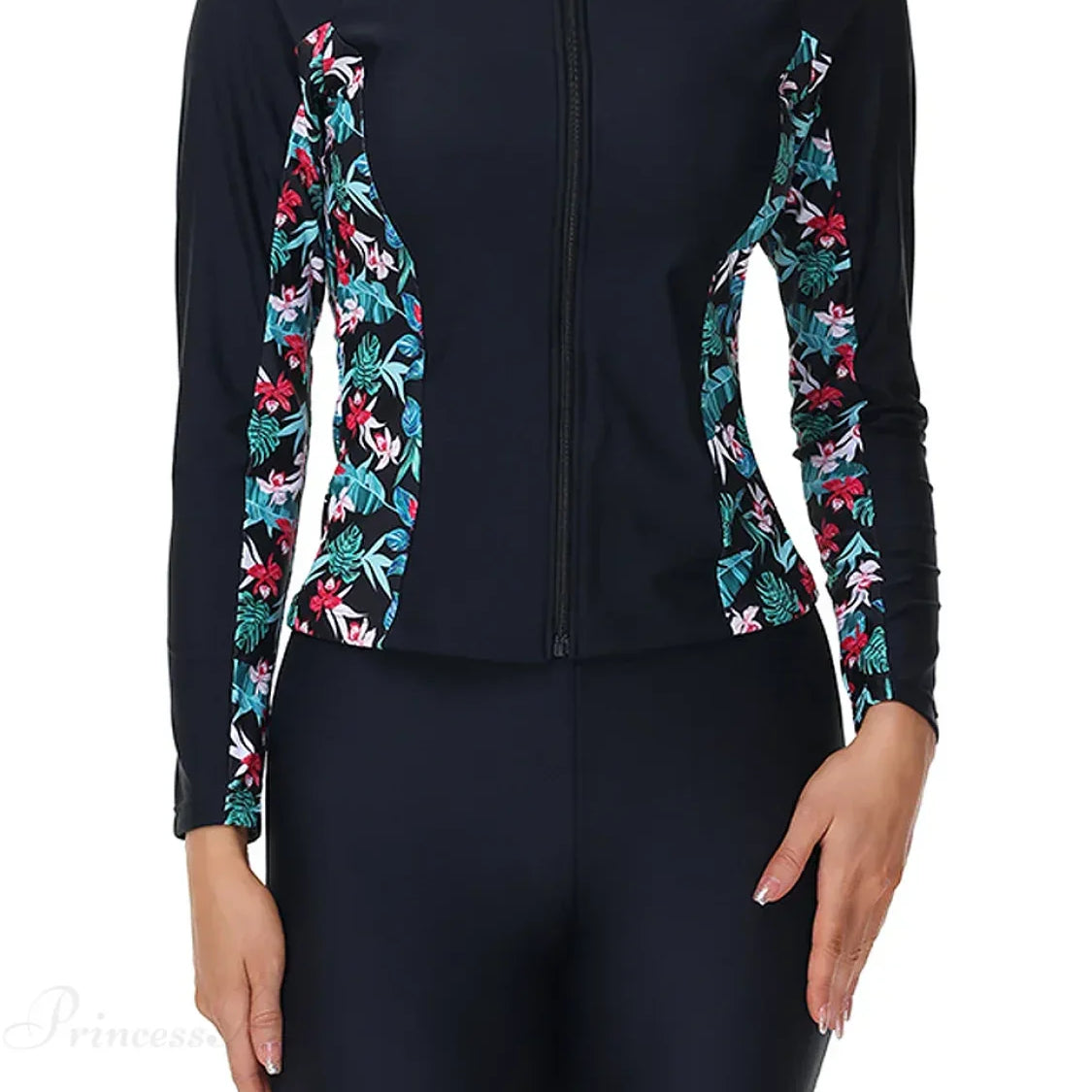Traje de neopreno de dos piezas con estampado floral