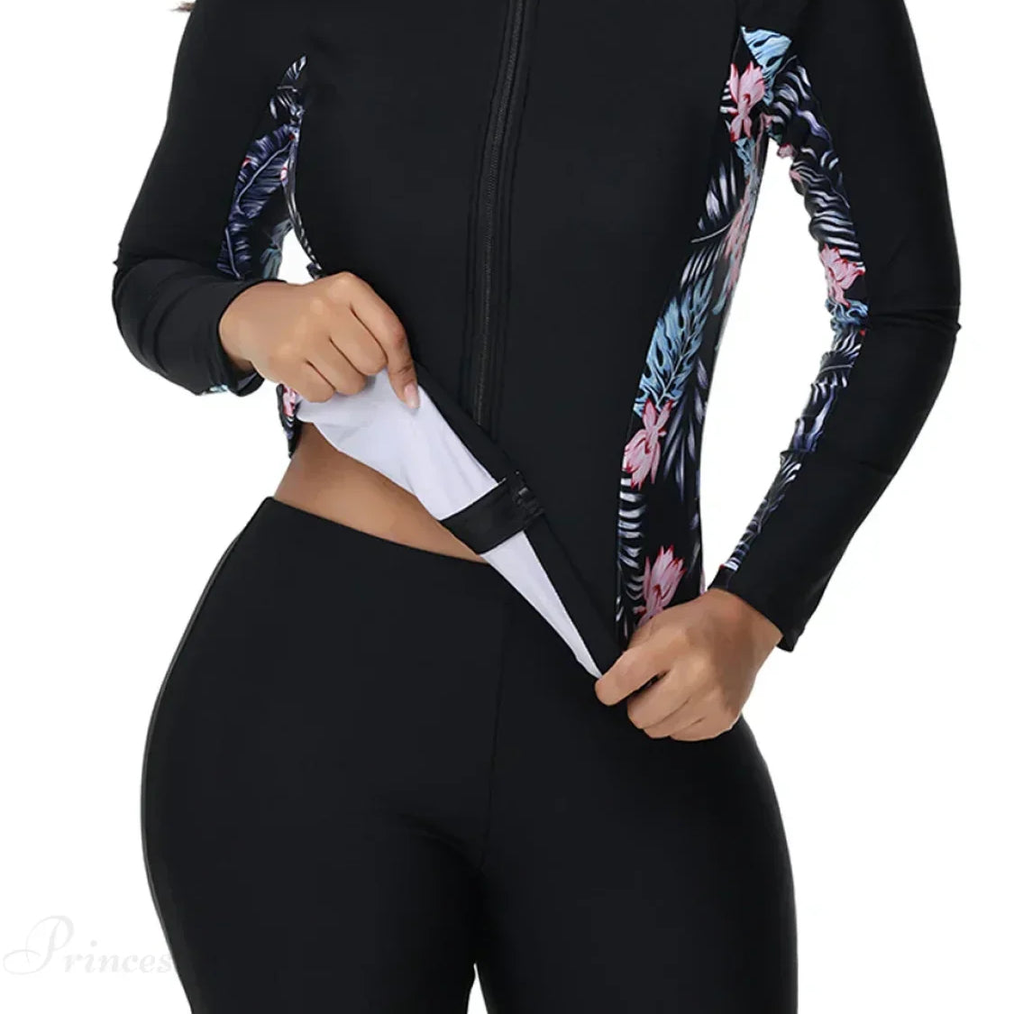 Traje de neopreno de dos piezas con estampado floral