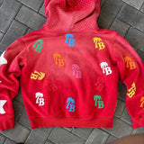Sudadera con capucha y cremallera estilo hip-hop con estampado de letras de espuma