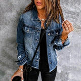 Adrienne - Chaqueta vaquera de moda con bolsillos en el pecho