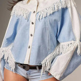 Chaqueta vaquera elegante con flecos
