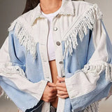 Chaqueta vaquera elegante con flecos
