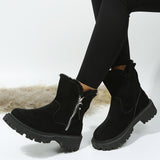 Botines de mujer – Efecto ante – Forro cálido – Suela antideslizante – Cremallera lateral