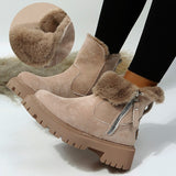 Botines de mujer – Efecto ante – Forro cálido – Suela antideslizante – Cremallera lateral