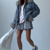 Chaqueta vaquera holgada estilo streetwear con bolsillos grandes