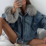 Chaqueta vaquera holgada estilo streetwear con bolsillos grandes