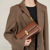 Bolso de hombro baguette de piel auténtica