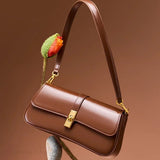 Bolso de hombro baguette de piel auténtica