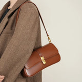 Bolso de hombro baguette de piel auténtica
