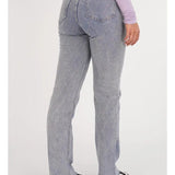 Pantalones de mujer - Cintura alta - Pierna ancha - Estampado de rombos con remaches - Estilo elegante