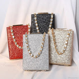 Clutch de noche con lentejuelas, cartera, pulsera