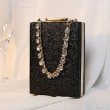 Clutch de noche con lentejuelas, cartera, pulsera