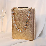 Clutch de noche con lentejuelas, cartera, pulsera