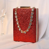 Clutch de noche con lentejuelas, cartera, pulsera