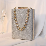 Clutch de noche con lentejuelas, cartera, pulsera