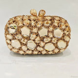 Clutch de noche con cristales dorados y plateados