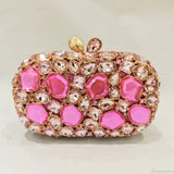 Clutch de noche con cristales dorados y plateados